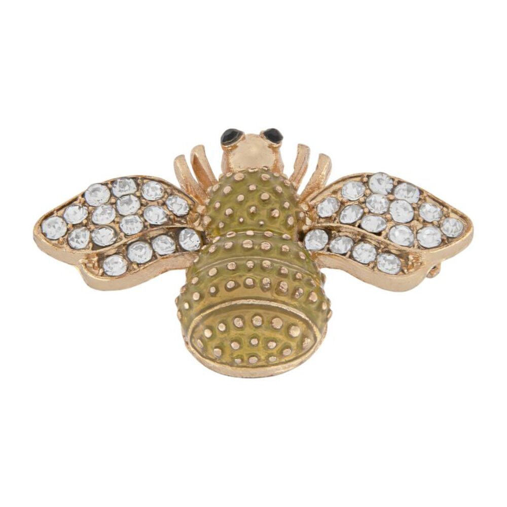 Gold Colored Bumblebee Brooch Pin with Pave Crystal Accents - Picture 5 of 9